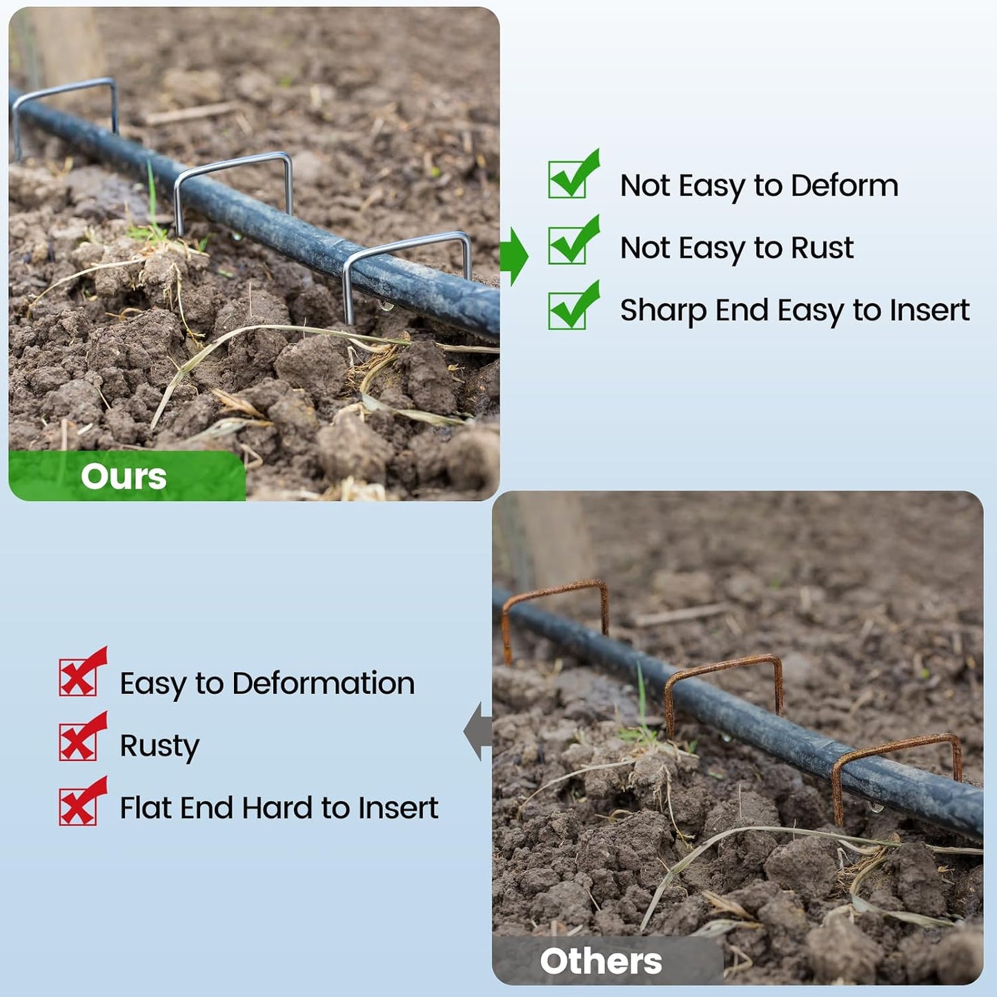 Garden Stakes, Landscape Staples for Plants, 50 Pack Landscape Staples