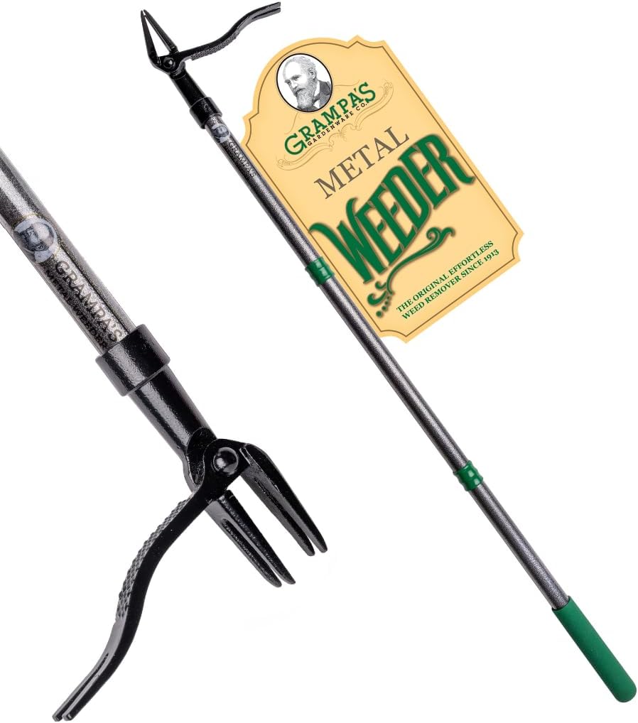 Stand Up Weed Puller Tool with Heavy-Duty Steel Handle