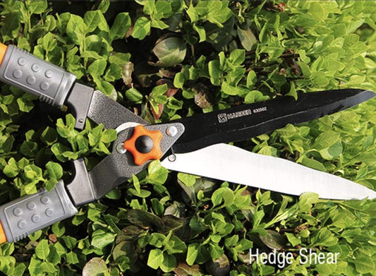 Heavy Duty Hedge Clippers - 25” Manual Garden Hedge Shears with Wavy Carbon Steel Blade for Trimming Shrubs, Boxwoods, Weeds, Bushes - Ergo Rubber Grip Handle