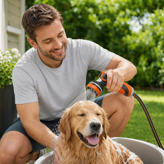 Garden Hose Sprayer Nozzle, Heavy Duty Water Hose Nozzle Gift for Dad, Thumb Control 10 Function Solid ABS Material, Ergonomic Slip Proof with Standard 3/4" Fitting & Quick Connector