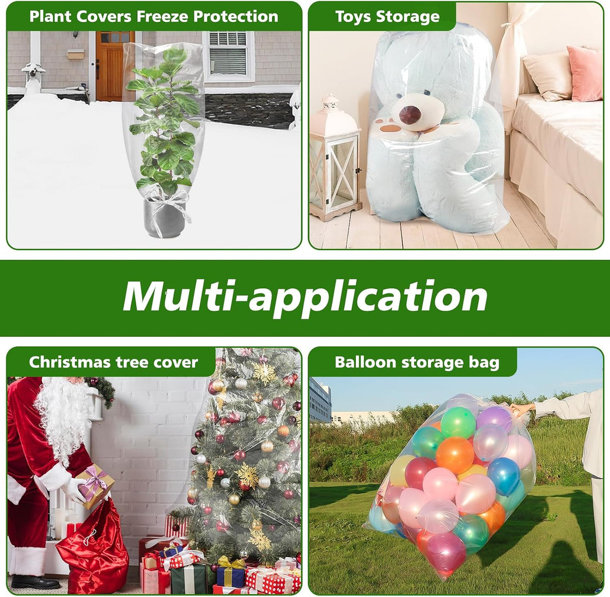 5PCS Plastic Plant Covers Freeze Protection with Drawstring, Plant Shelter Bags Waterproof, 40 x 27 in Plant Frost Protection Covers, Outdoor Plant Cover for Winter Freeze Protection