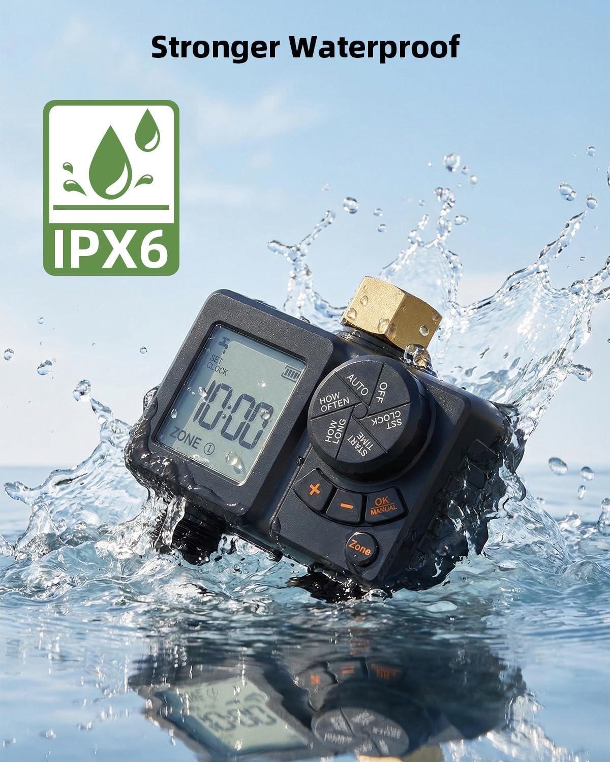 Sprinkler Timer 2 Zone,Water Timer for Garden Hose with Lithium Battery Hose Timers with Brass Inlet, Delay/Manual/Automatic Sprinkler Controller for Yard, Lawn,Garden IPX6 Waterproof