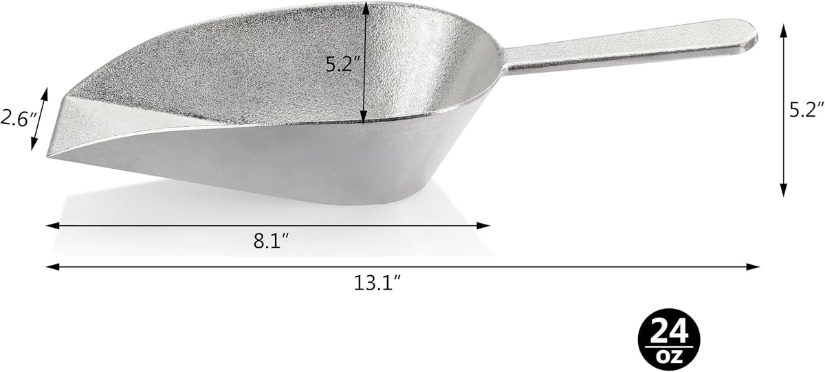 Cast Aluminum Flat Bottom Utility Scoop, 1oz, Extra Small Size, Silver, Hand Wash Only