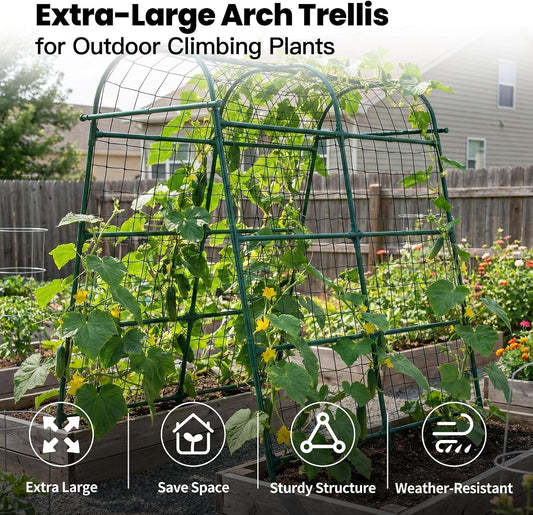 Garden Arch Trellis for Climbing Plants Outdoor, 7 Ft Tall Cucumber Trellis