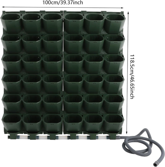 Self Watering Planter Wall Mounted, 36 Pockets Automatic Drip Irrigation System with Timer,Vertical Garden Flower Pot for Balcony,Garden,Home,9.84ft Hose