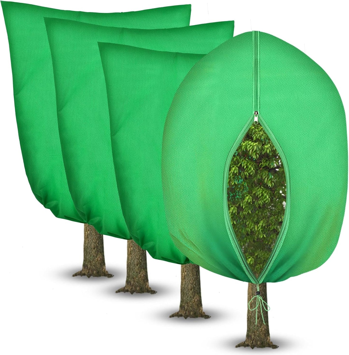 2Pack Winter Plant Covers Freeze Protection - 71" x 63" Large Thickened Frost Blankets for Plants Fruit Tree Shrubs Cloth Protector Drawstring Bags Jacket for Outdoor Plants (3.2 oz/yd²)