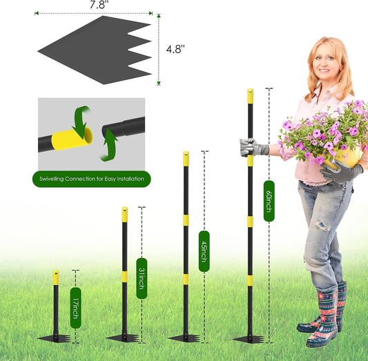 2 in 1 Garden Hoe, 17-60" Adjustable Long Handle Heavy Duty Hoe Garden Tool Weeding Tool for Lawn Care, Weed Removal, Soil Loosening & Cultivating