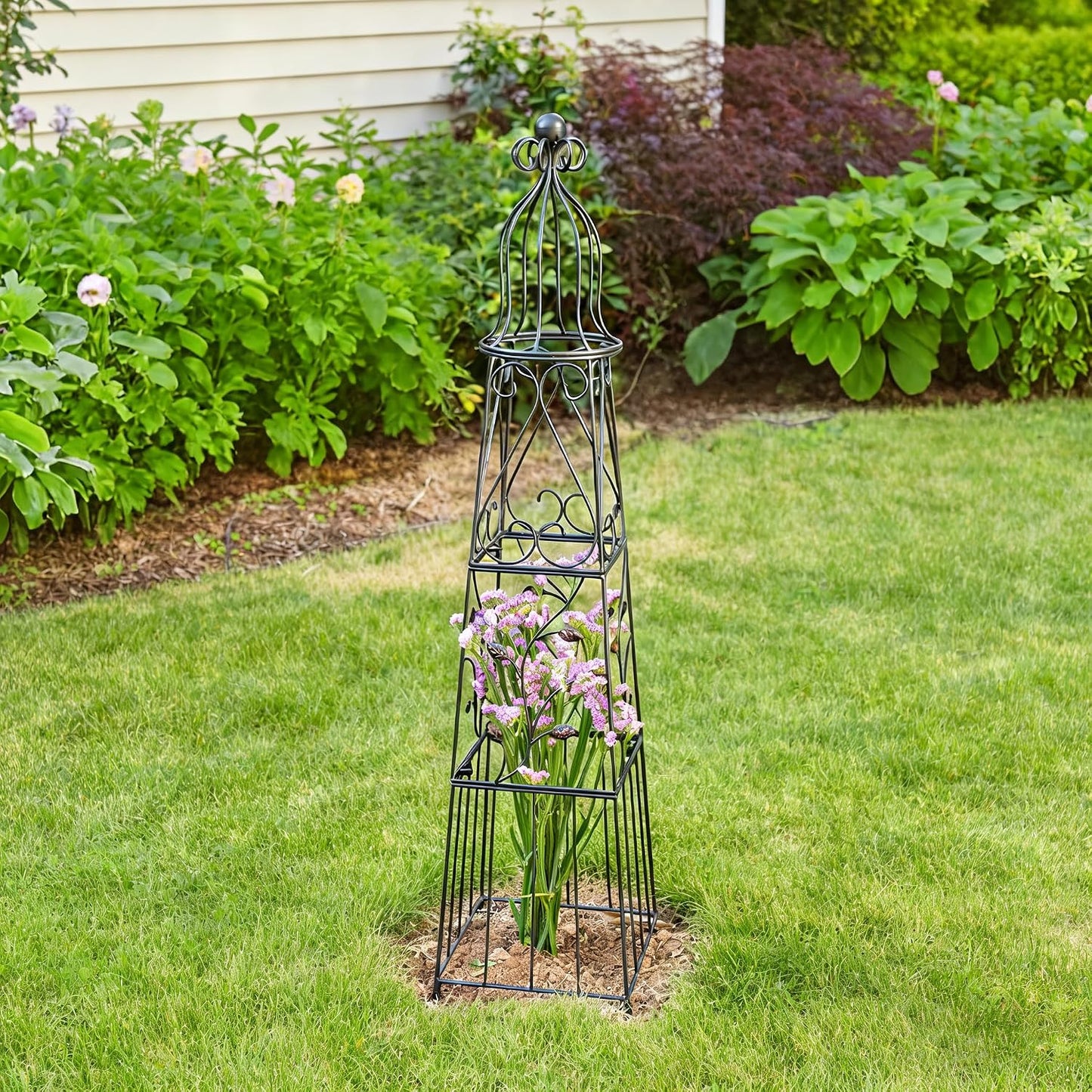 48" Obelisk Trellis for Climbing Plants - Metal Garden Support