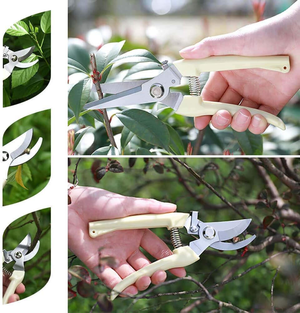 Wood Handle Pruning Shears, SK-5 Steel Blade, 1-inch Cutting Capacity, Sharp, Well Designed Garden Shears, 8"