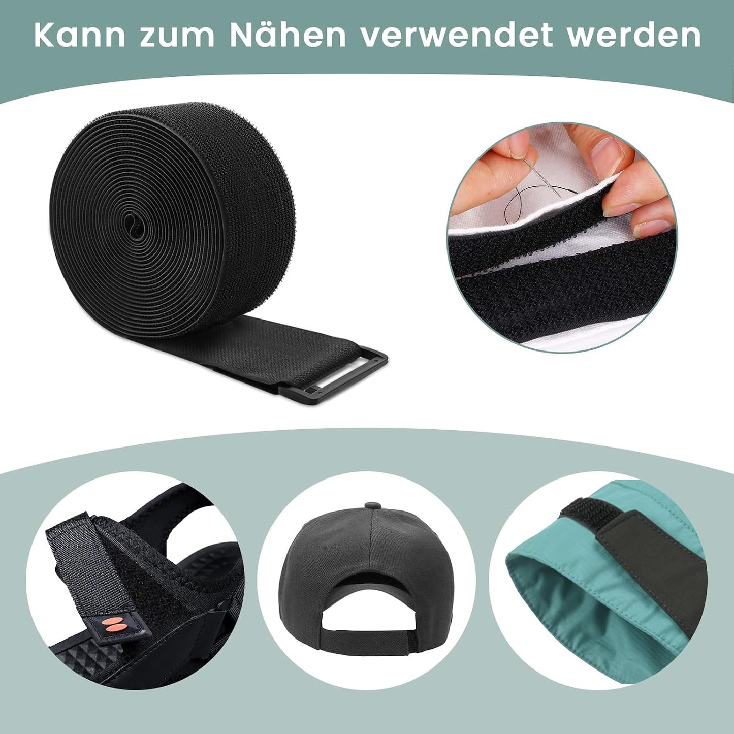 1.5In x 16Ft Cinch Straps Heavy Duty With 20 Buckles, Black Nylon Hook and Loop Straps, Reusable Long Cable Ties for Organizer or Storage