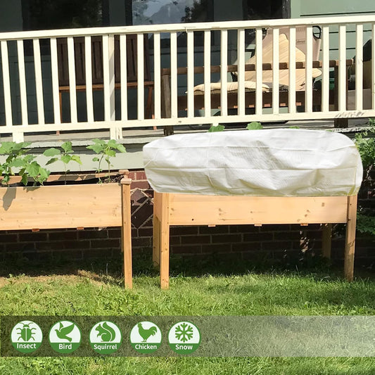 Plant Freeze Protection Cover,2Pack Rectangular Planter Frost Pot Cover,Frost Blankets with Drawstring for Garden Outdoor Balcony Windowsill and Raised Beds(3.2 * 1.6 * 1.6ft, Beige)