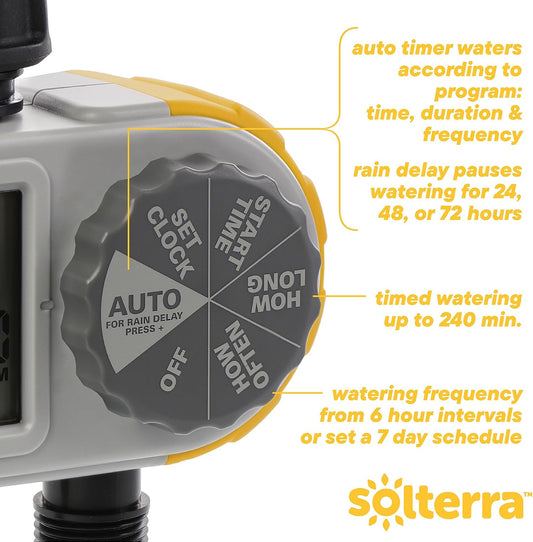 28153 Single-Dial Two-Outlet Hose Timer, Gray