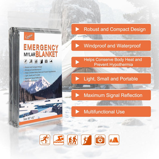 4-Pack Emergency Mylar Thermal Blankets