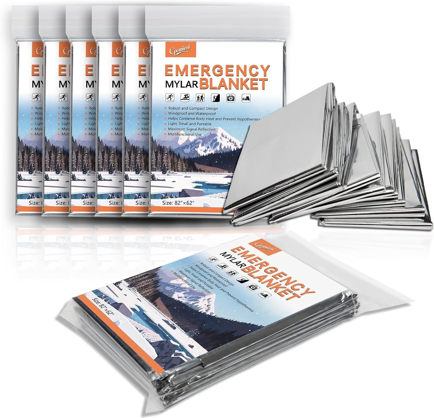 4-Pack Emergency Mylar Thermal Blankets