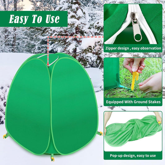 2 Pack Pop Up Winter Plant Covers, 22x22x23" Freeze Protection Shrub Covers