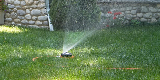 Metal Base, Green 15024 ColorStorm 9-Pattern Turret Sprinkler with Heavy-Duty Meta