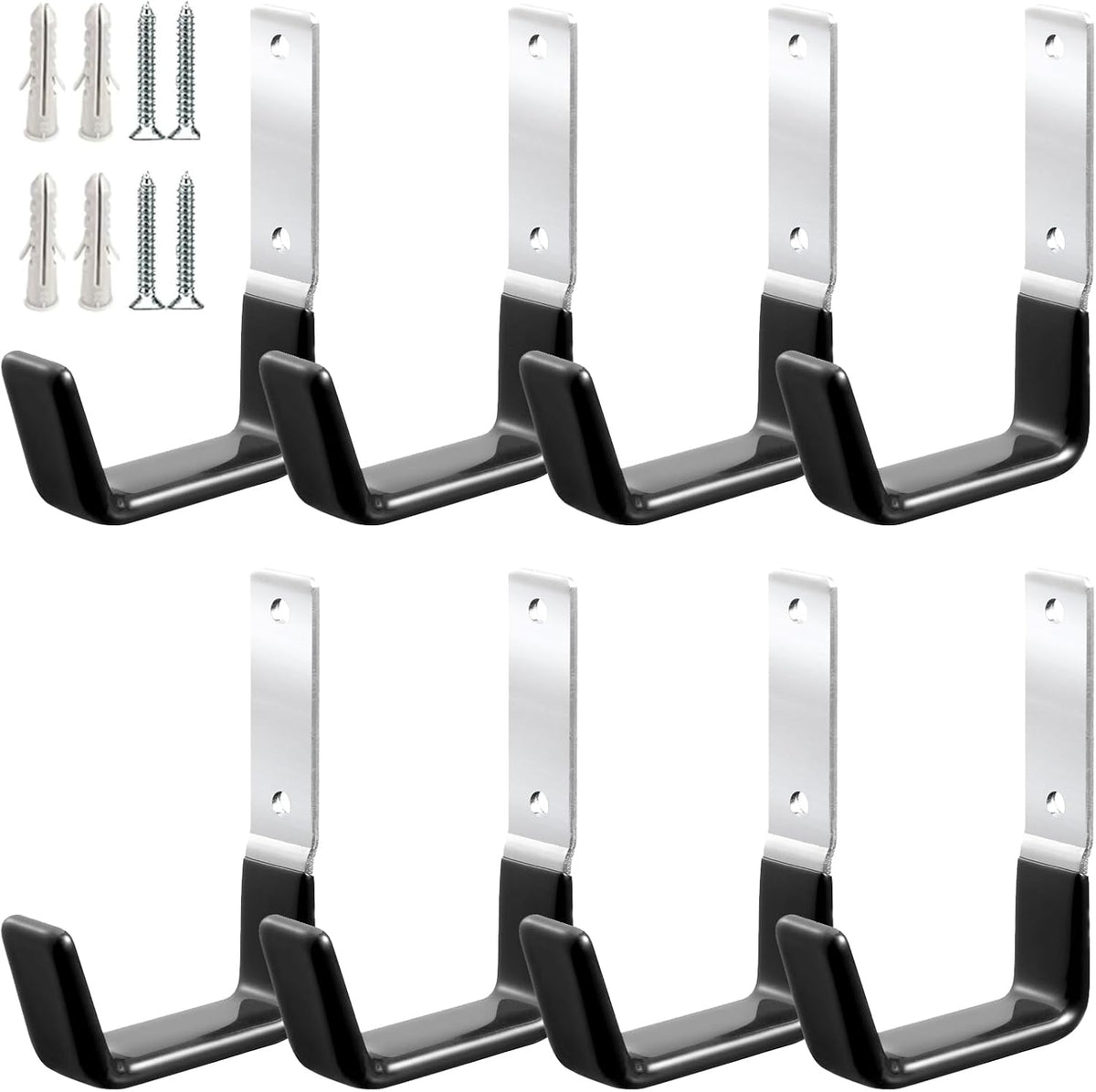 Heavy Duty Steel Garage Hooks,Garage Storage Utility Hooks,Anti-Slip Garage Hooks,Garage Garden Tool Organizer,Steel Wall Mount Hooks, Garden Hose Hanger, Garden J Hooks (Small-2PC)