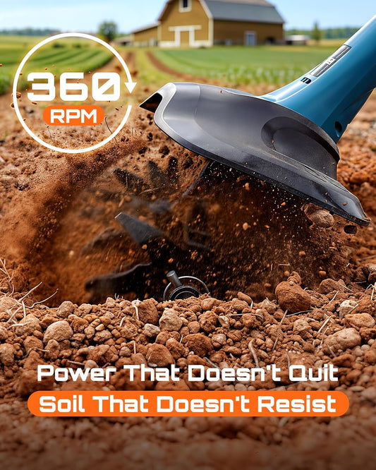 Cordless Tiller Cultivator, 20V Electric Tiller for Gardening