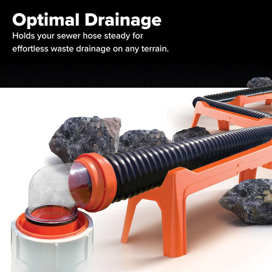 Rhino RV Sewer Hose Support Kit - Extends Over Uneven Terrain for Easy Drainage - Holds Up to 15-Feet of RV Sewer Hose - Features Nesting Design for Storage - 5 Support Sections (43072)