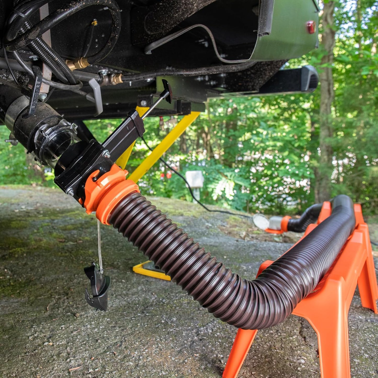Rhino RV Sewer Hose Support Kit - Extends Over Uneven Terrain for Easy Drainage - Holds Up to 15-Feet of RV Sewer Hose - Features Nesting Design for Storage - 5 Support Sections (43072)