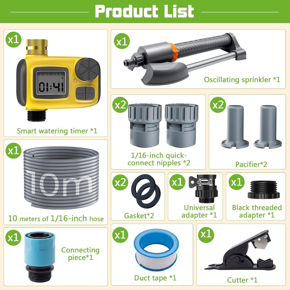 Oscillating Sprinkler with Smart Timer for Lawn and Garden Watering