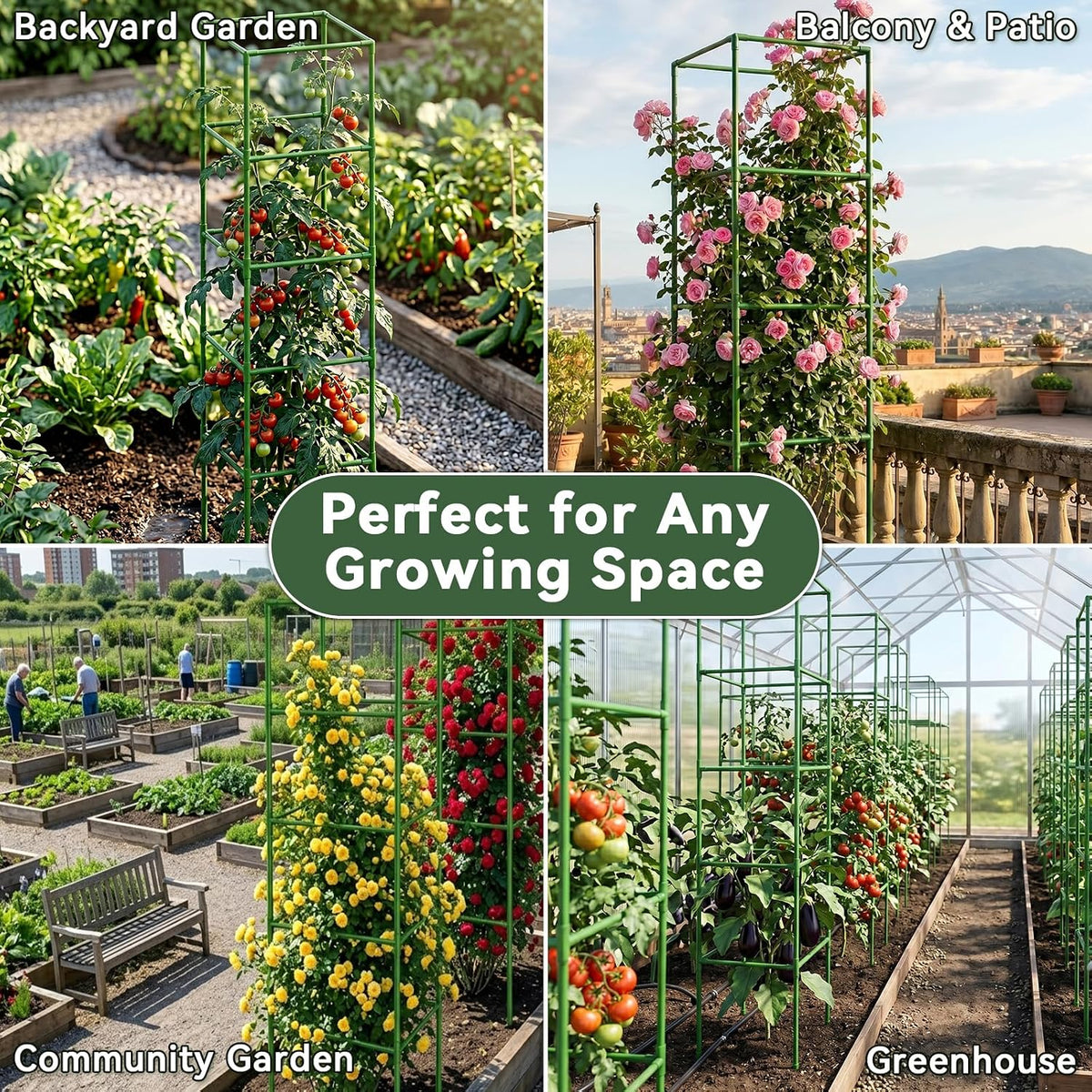 4 Pack 45" Tomato Cages for Garden, Heavy Duty Adjustable Plant Support