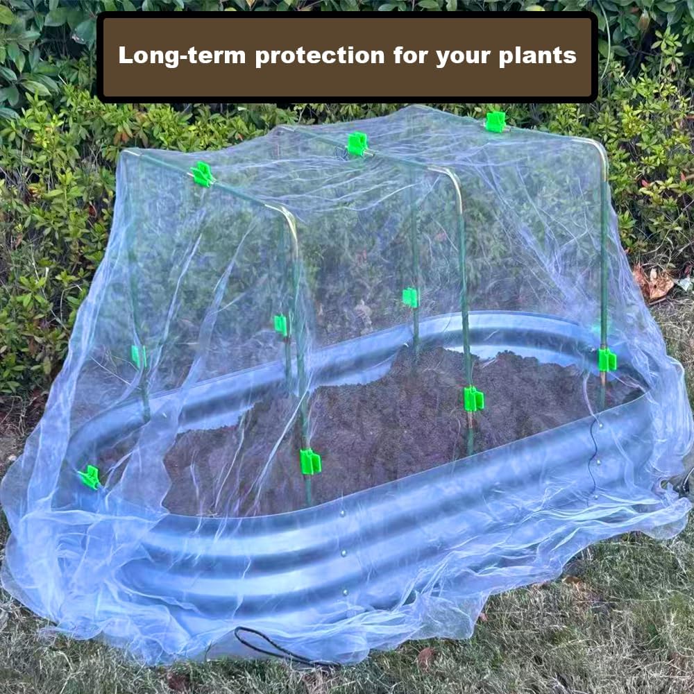 Metal Greenhouse Hoops Set for Raised Beds,21.2'' x 31.1'' Green Garden Hoops with Metal connectors,ABS Clip(Stainless Steel Spring) for Row Cover, DIY Grow Tunnel,5 Sets.
