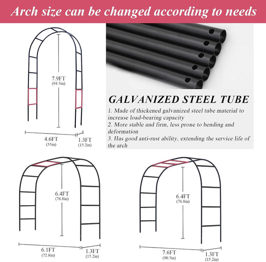 Thickened Tube Garden Arch Trellis - Metal Garden Arbor for Climbing Plants