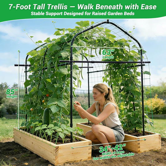7FT Garden Trellis for Climbing Plants Outdoor, Metal Arch Trellises