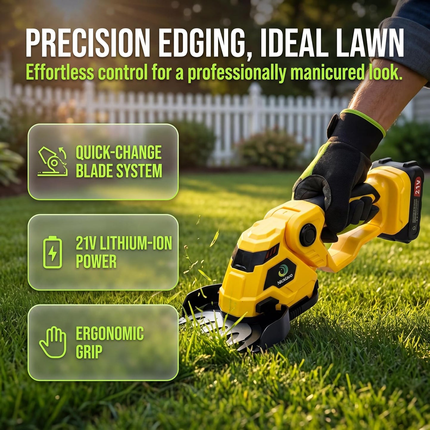 Cordless Hedge Trimmer,2-in-1 Bush Trimmer,Cordless Grass Shear & Shrubbery Trimmer with Dual-Action Blade Cutting Capacity,Hedge Shear with 2 PCS Rechargeable Battery and Charger for Garden,Lawn.