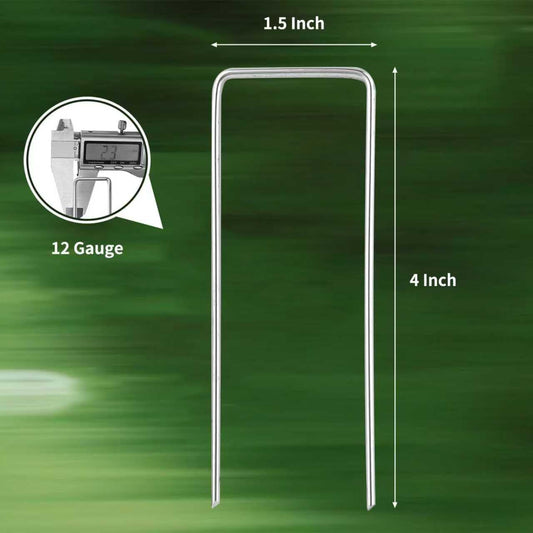 57 Pack 4 Inch Galvanized U-Shaped Garden Stakes Landscape Staples, 12 Gauge Heavy Duty Tent Stakes Ground Yard Lawn Pins for Landscaping, Weed Barrier Fabric, Fencing, Outdoor Decor
