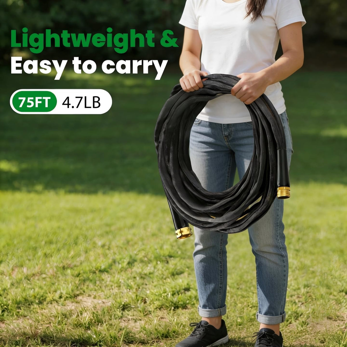 Garden Hose 100FT, Non-Expanding Water Hose Ultra Lightweight