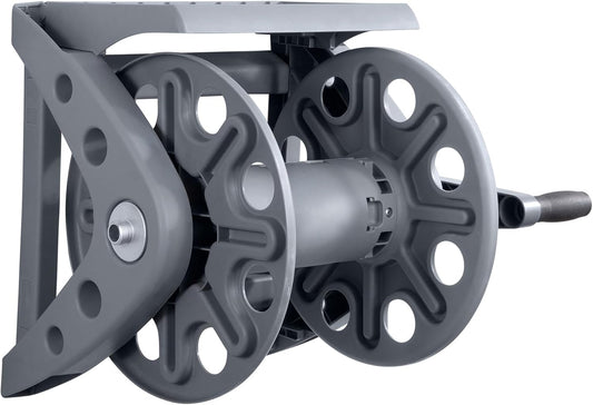 Basics 512 Wall Mounted Hose Reel with Shelf Gray