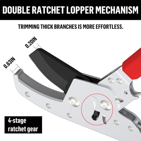 Heavy-Duty Extendable Loppers, 28"-41" Telescopic Tree Trimmer, Double Ratcheting Branch Cutter, Anvil Lopper for Thick Branches, Cuts 2" Dry Wood