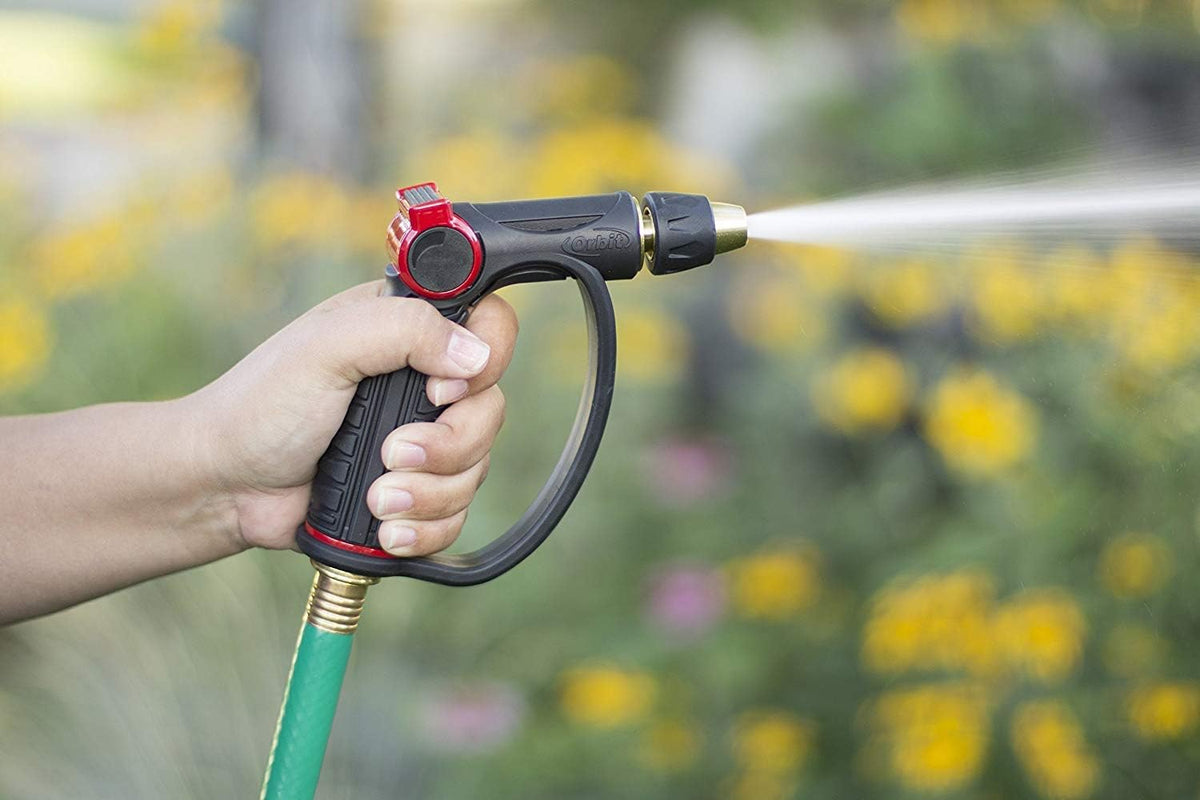 58993 7-Pattern Watering Nozzle with Thumb Control, Black