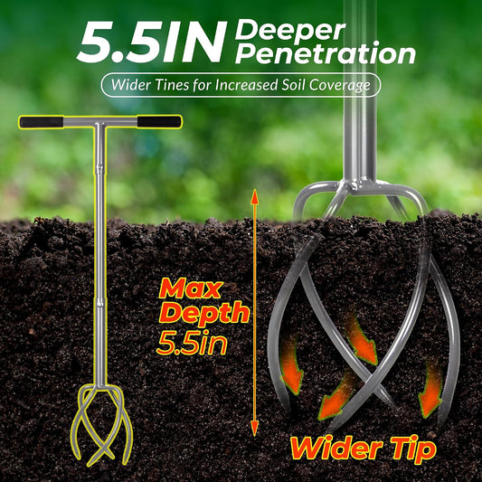 Twist Tiller with Large Steel Claw for Garden Soil Loosening
