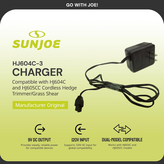 HJ604C-CHRG Charger for HJ604C & HJ605CC Cordless Hedge Trimmer and Grass Shear, Manufacturer Original Replacement Charging Cord, 9 V