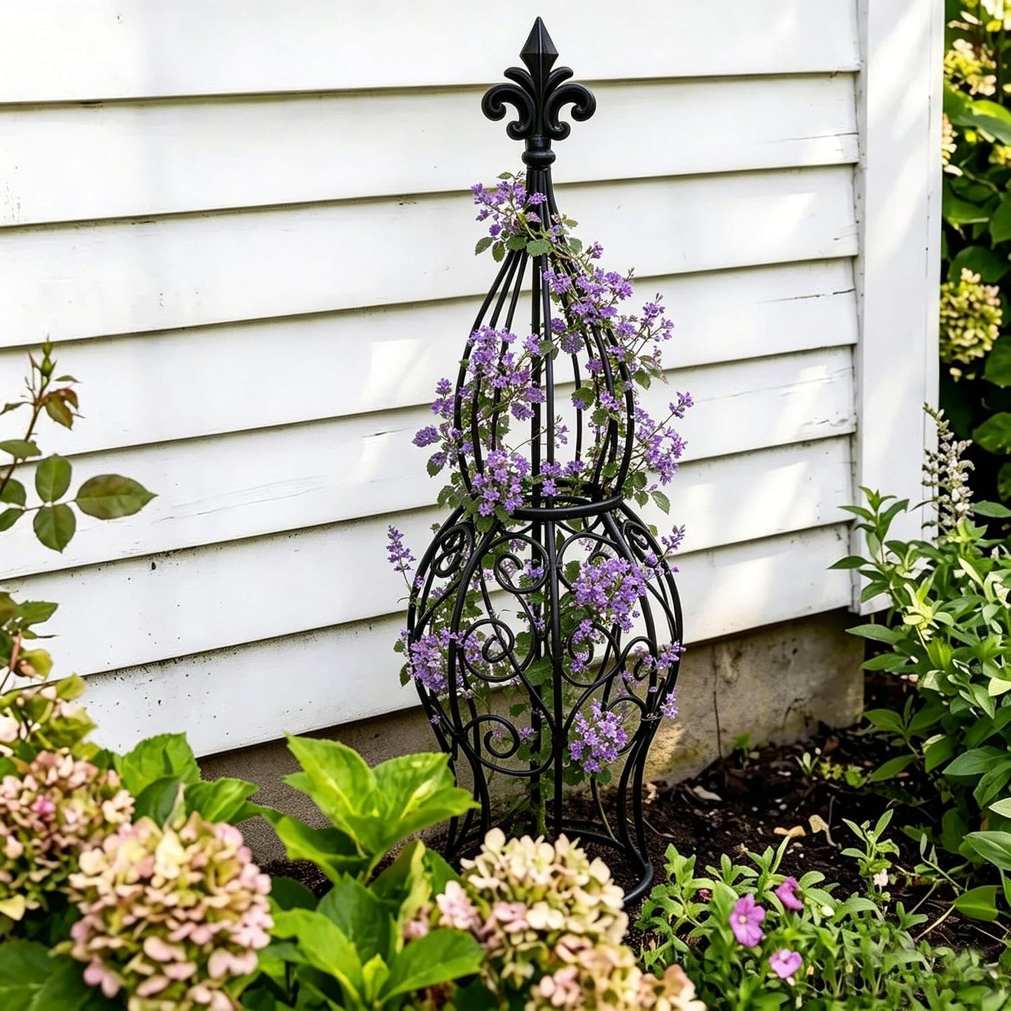 2-Pack Metal Garden Obelisk Trellis, 28" Geometric Sphere Plant Support