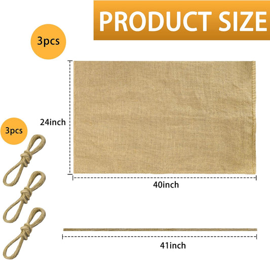 3 Pcs Burlap Winter Plant Cover Bags,40"x 24" Frost Cloth Freeze Protection