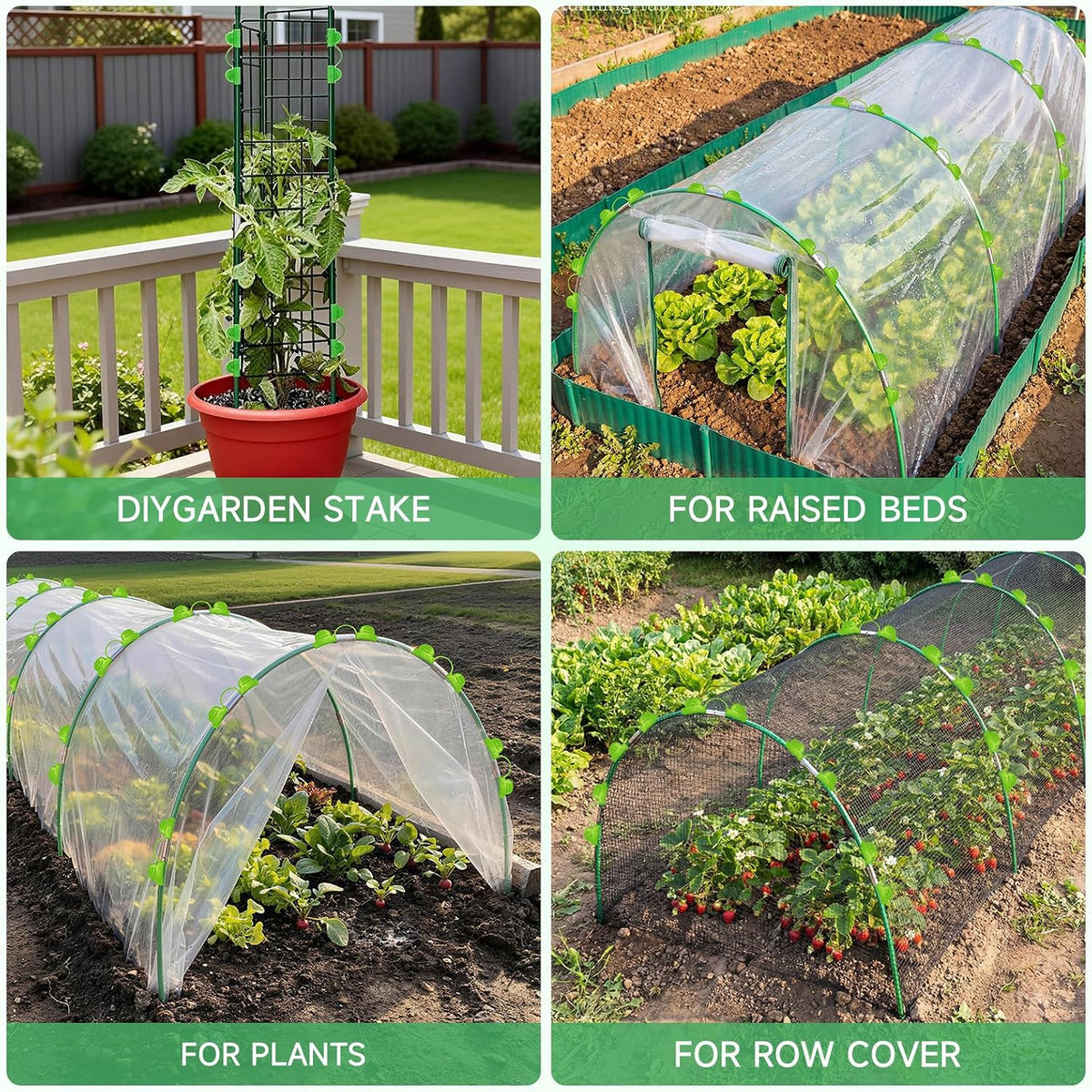 72 Pieces Garden Hoops for Raised Beds Fiberglass Support Greenhouse Hoops