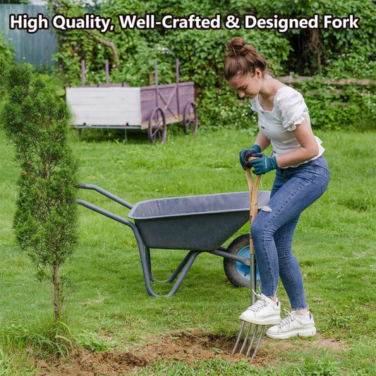 Garden Digging Fork, 37.4" Stainless Steel Garden Pitchfork