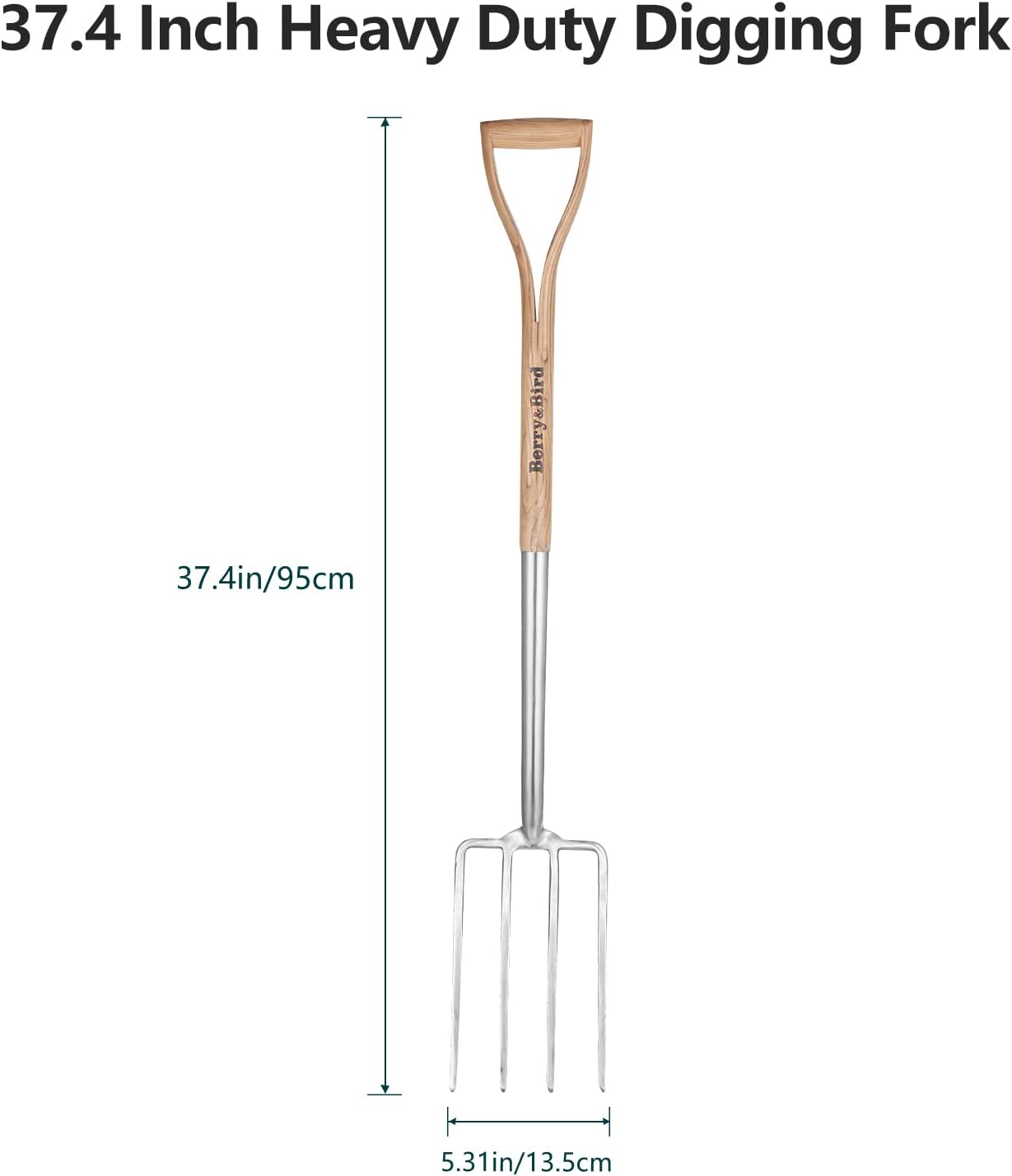 Garden Digging Fork, 37.4" Stainless Steel Garden Pitchfork