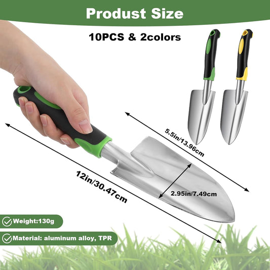 PercyEffie10 Pcs Garden Trowel Bulk, Heavy Duty Shovels Garden Tool, Small Shovel for Digging Metal Hand Trowel Spade with Soft TPR Handle for Flower Soil Planting Digging Transplanting