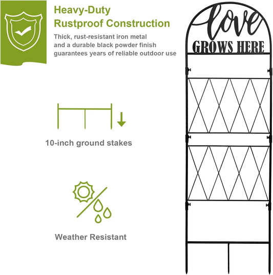 45 * 14 inch Metal Garden Trellis for Climbing Plants Flowers Outdoor,Heavy Duty,Black Coating Rustproof Trellis for Rose, Vegetable, Flowers, Perfect for Training Climbing Plants (1Pcs)