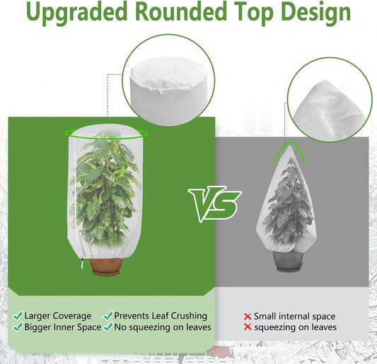 2 Pack Rounded Top Plant Covers Freeze Protection, 40"X47" Winter, White