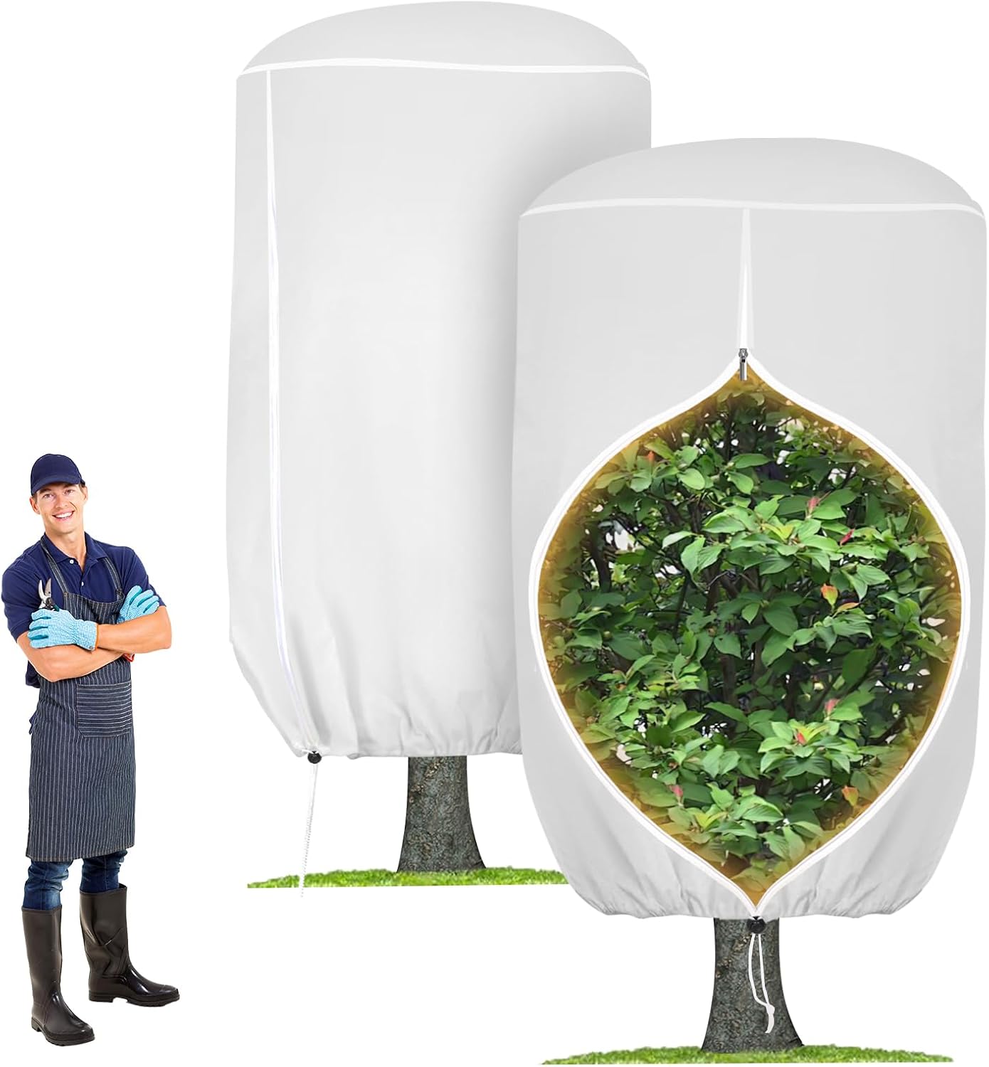 2 Pack Rounded Top Plant Covers Freeze Protection, 40"X47" Winter, White