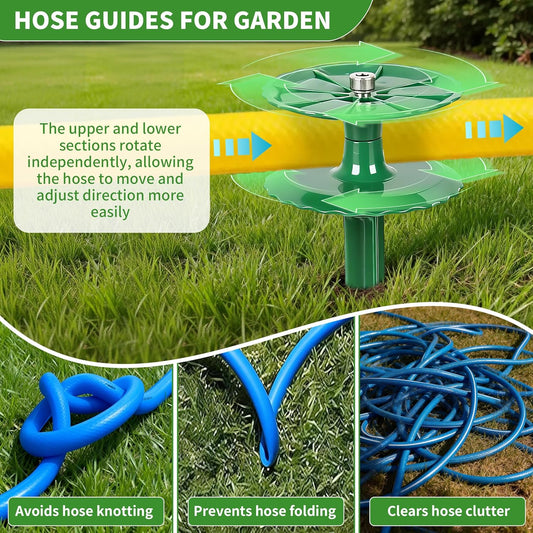 8 Pack 10 Inch Rotatable Garden Hose Guide Stakes for Lawn Flower Bed