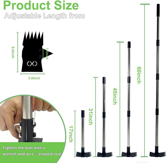 Weed Puller Tool with Long Handle 3 in 1 Manual Garden Hoe Heavy Duty Weeder Remover Tool for Yard, Lawn, Patio and Garden
