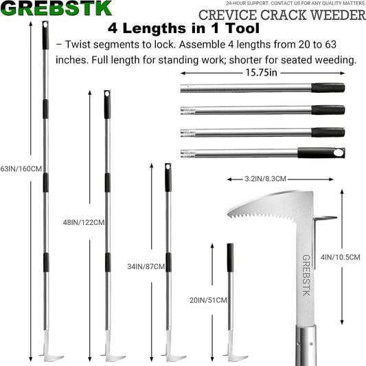 Crack Weeder Crevice Weeding Stainless Steel Tool Adjustable, 63 in