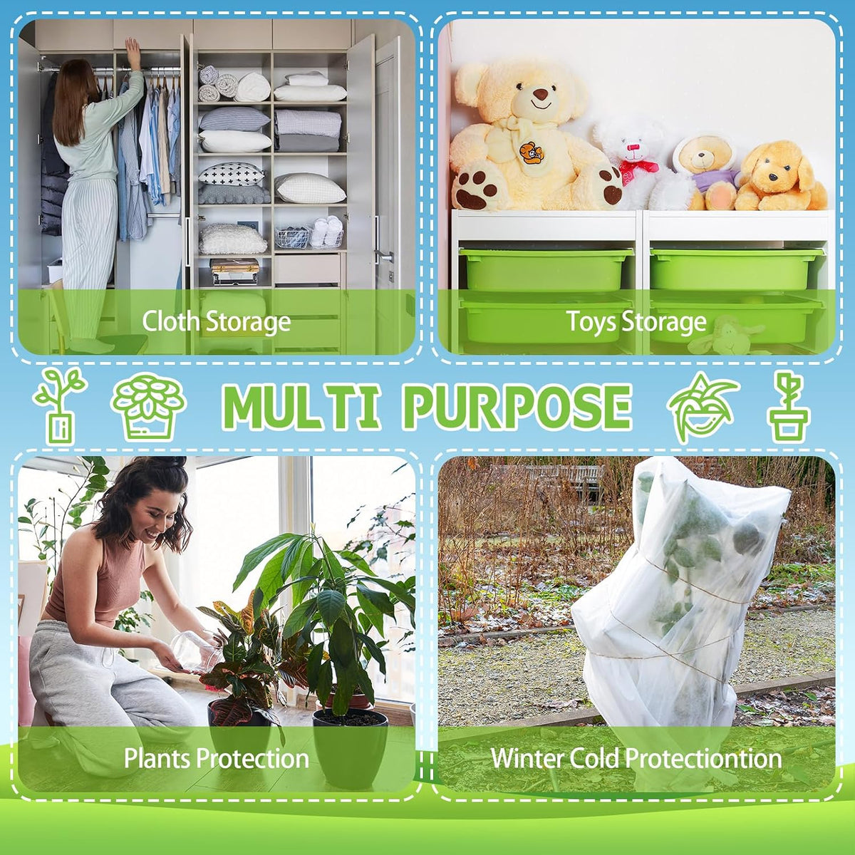 6 Pcs Winter Plant Covers Freeze Protection, 27.6 x 43.3 Inch